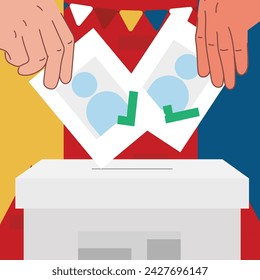 presidential election day vote hands ballot box in flat illustration