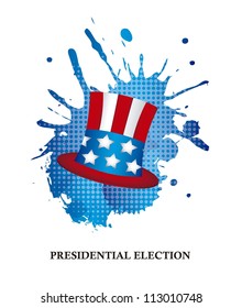 presidential election with hat over white background. vector