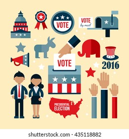 Presidential election icon set. Presidential election vote concept for web and graphic design