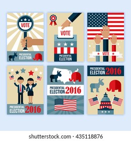 Presidential election poster design set. Presidential election voting concept for web and graphic design