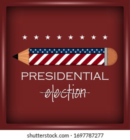 Presidential election poster. Pencil with a flag of United States - Vector illustration