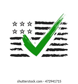 Presidential election USA sign. Black and green design on white background for voting campaign. Vote patriotic mark for poster, icon. Symbol of political, patriotism. Vector illustration