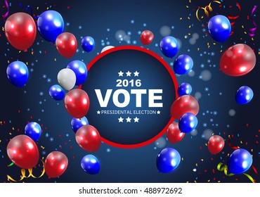 Presidential Election Vote 2016 in USA Background. Can Be Used as Banner or Poster. Vector Illustration EPS10