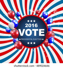 Presidential Election Vote 2016 in USA Background. Can Be Used as Banner or Poster. Vector Illustration EPS10