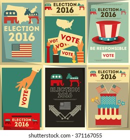 Presidential Election Voting Poster Set. Vector Illustration.