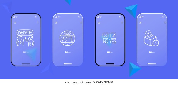 Presidential Elections Icon. Voting, election icon, yes no, ballot, debate. Glassmorphism style. Ui phone app