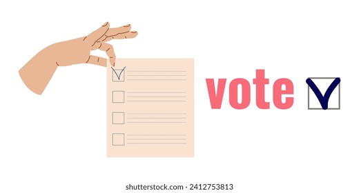 Presidential elections voting for the head country. Hand holds bulletin. Text voting jackdaw. Poster design, banner web design...Vector illustration...