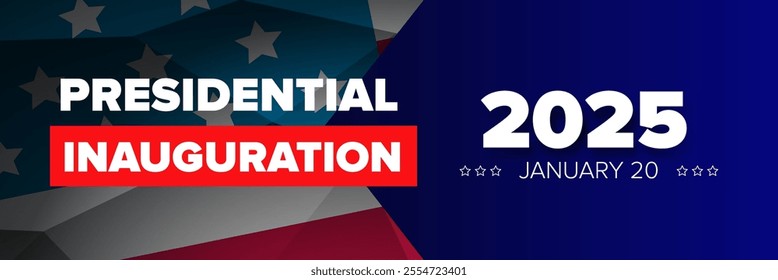 Presidential inauguration 2025 usa 20 january banner design template. USA Presidential Inauguration 2025 poster design with usa flag