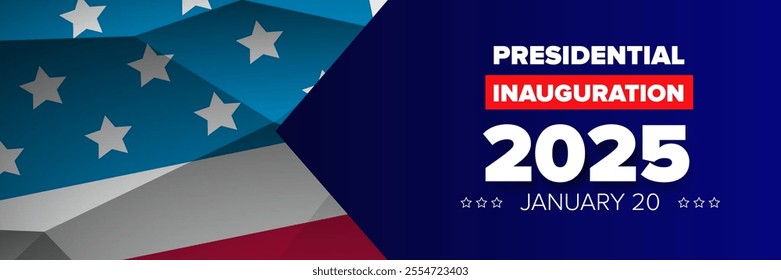 Presidential inauguration 2025 usa 20 january banner design template. USA Presidential Inauguration 2025 poster design with usa flag