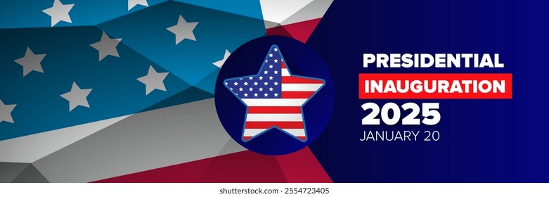 Presidential inauguration 2025 usa 20 january banner design template. USA Presidential Inauguration 2025 poster design with usa flag