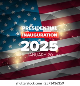 Presidential inauguration 2025 usa 20 january banner design template. USA Presidential Inauguration 2025 poster design with usa flag