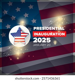Presidential inauguration 2025 usa 20 january banner design template. USA Presidential Inauguration 2025 poster design with usa flag