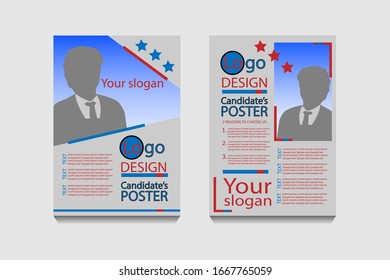 Presidential, parliament or city mayor elections poster template, vector billboard for campaign. Set of 2 election poster or book cover templates with different party colors for election campaign.