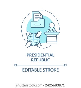 Presidential republic soft blue concept icon. Branches government, constitution authority. Democratic ballot system. Round shape line illustration. Abstract idea. Graphic design. Easy to use