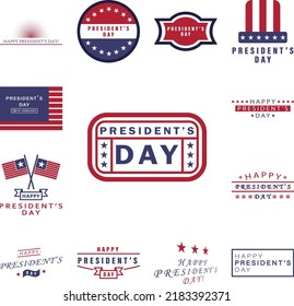 President's day 2 colored icon in a collection with other items