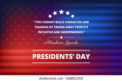 Presidents' Day abstract vector background with inspirational quote by Abraham Lincoln