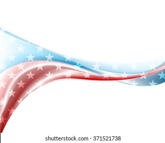 Presidents Day abstract wavy USA colors background and stars  Vector design