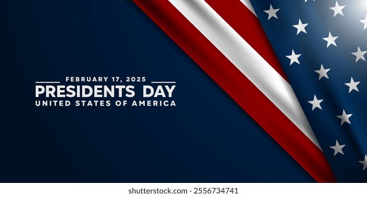 President's Day. America flag and light. Great for cards, banners, posters, social media and more. Dark blue background.   