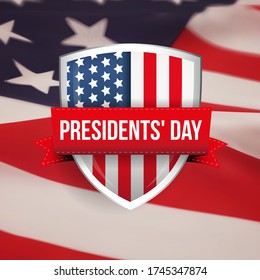 Presidents day background. and american flag shield.