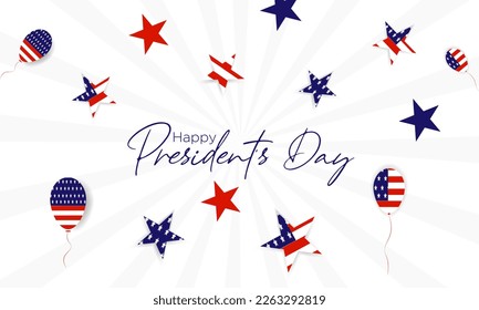 presidents day background with balloons and stars