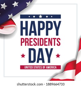 Presidents day background. Banner on top of American flag. Vector illustration.