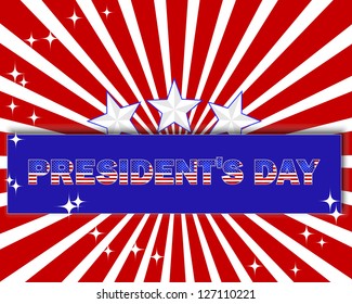 President's Day background with a beautiful text on the banner and stars.  Vector illustration.