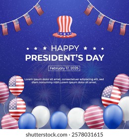 Presidents Day Background Desig suitable for Banner, Poster, Greeting Card.