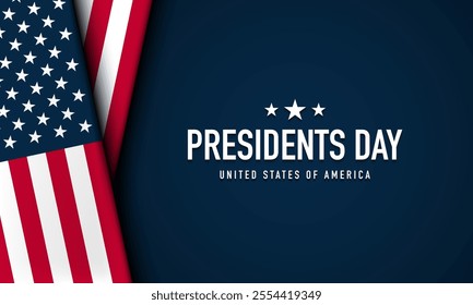 Presidents Day Background Design with American Flag. Banner, Poster, Greeting Card. Vector Illustration.