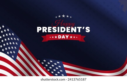 president's day background design for banners, posters, and greeting cards with waving american flag