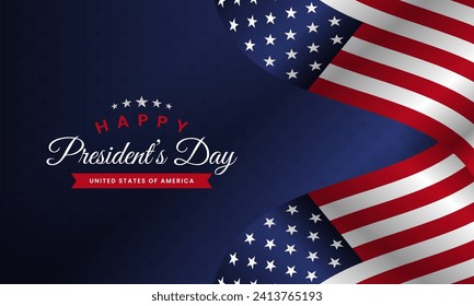president's day background design for banners, posters, and greeting cards with waving american flag
