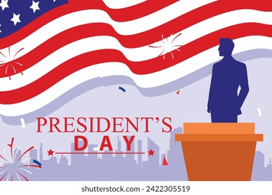 President's Day Background Design for social media post, poster, banner celebrate Happy President in February in the United States
