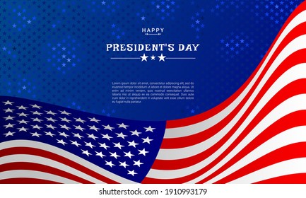 Día del Presidente. diseño de fondo con bandera estadounidense. Es adecuado para carteles, afiches, sitios web, publicidad. Ilustración del vector