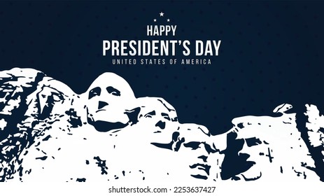 Diseño de fondo del Día del Presidente Ilustración vectorial Rushmore USA Presidentes con texto y estrellas