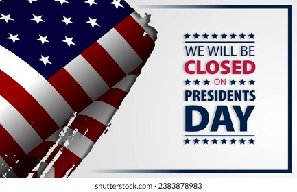 Ilustración del vector de diseño de fondo del Día del Presidente con el texto cerrado