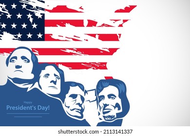 President's Day Background Design.With American President Silhouette, Flag and Copy Space Area, suitable to place on content with that theme
