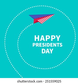 Presidents Day background Paper plane. Dash line spiral Vector illustration