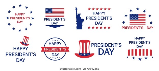 Presidents' Day badge collection in a flat design