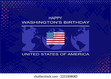 Presidents Day banner blue background vector illustration with lettering Happy President's Day and Rushmore USA presidents.vector