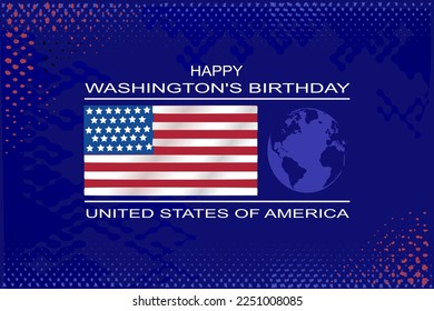 Presidents Day banner blue background vector illustration with lettering Happy President's Day and Rushmore USA presidents.vector