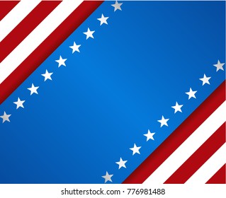 President's Day banner, blue red white with stars background