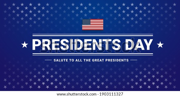 Presidents Day banner with Presidents Day\
lettering, USA flag, dark blue background, stars and stripes -\
vector illustration