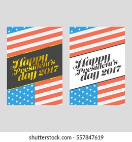 presidents day banner set with usa flag background