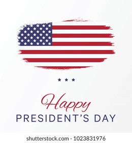 president's day banner template. text and national flag in shape of brush stroke