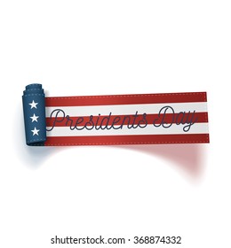 Presidents Day big realistic scroll USA Ribbon