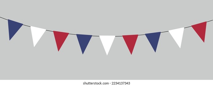 Presidents Day, bunting garland, string of triangular flags for outdoor party, pennant, retro style vector illustration