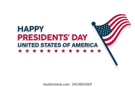 Presidents' Day celebrated every year of 19th February. American federal holidays  Vector banner, flyer, poster and social medial template design.