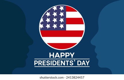 Presidents' Day celebrated every year of 19th February. American federal holidays  Vector banner, flyer, poster and social medial template design.