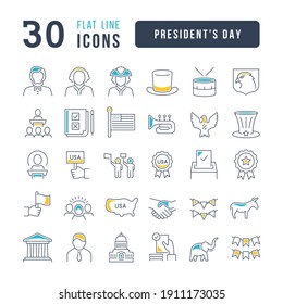 Presidents Day. Collection of perfectly thin icons for web design, app, and the most modern projects. The kit of signs for category Holidays.