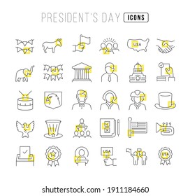 Presidents Day. Collection of perfectly thin icons for web design, app, and the most modern projects. The kit of signs for category Holidays.