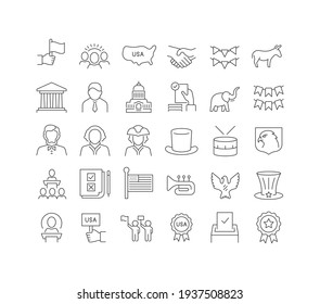 Presidents Day. Collection of perfectly thin icons for web design, app, and the most modern projects. The kit of signs for category Holidays.